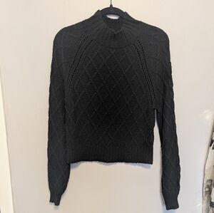 American Eagle Black Cropped Mock Neck Sweater